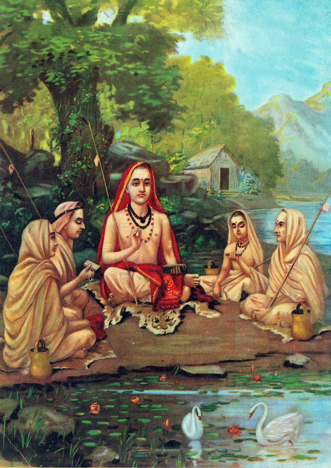 Śaṅkara con sus discípulos, de Raja Ravi Varma