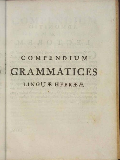 Portada del Compendium grammatices linguae hebraeae (1677)