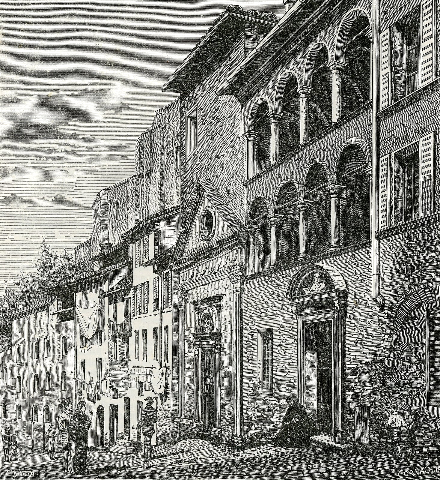 La casa natal de Catalina en Siena (grabado de 1895)