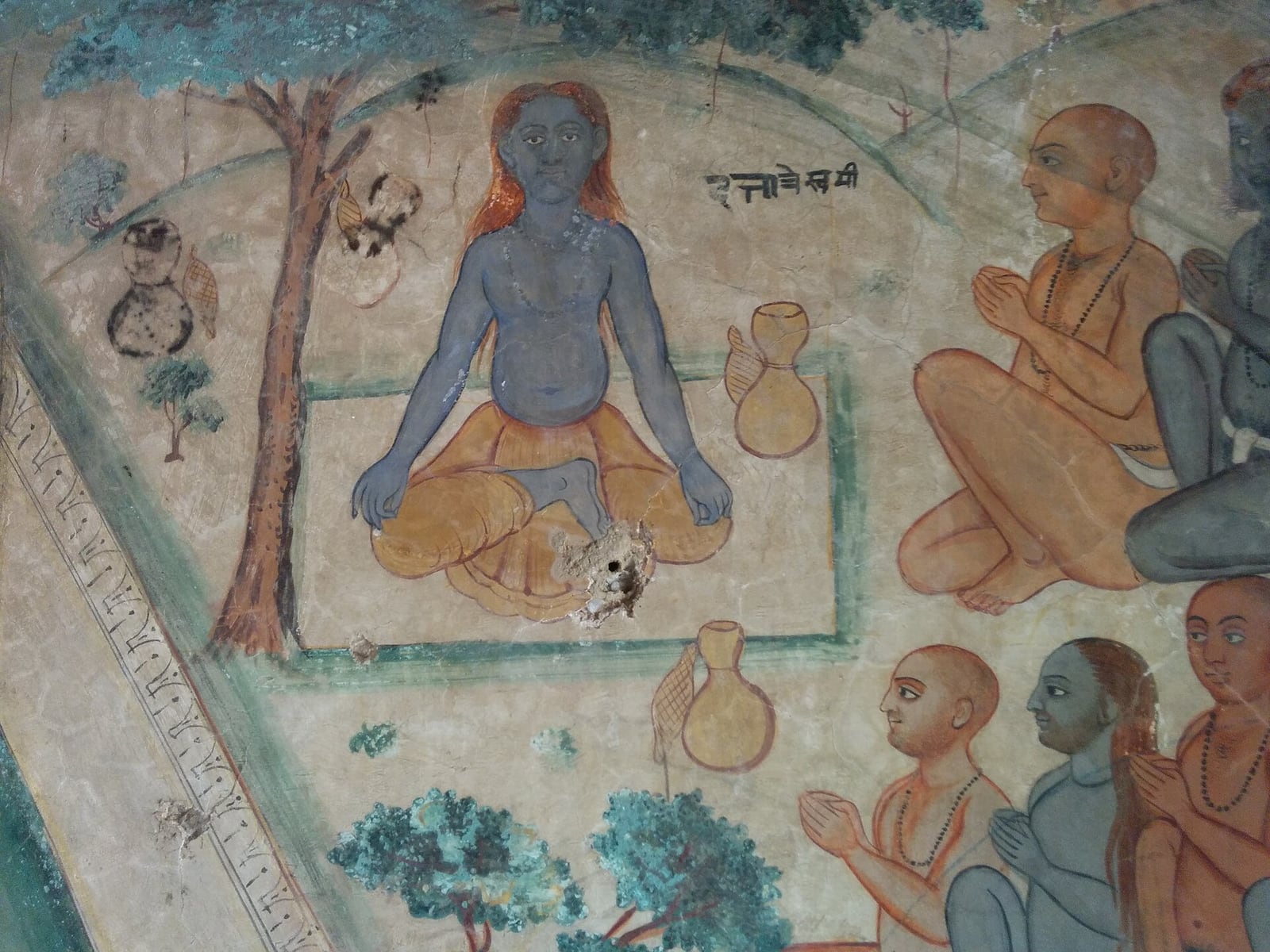 Dattātreya rodeado de yoguis, mural de Ramtatwali Dham (Punjab)
