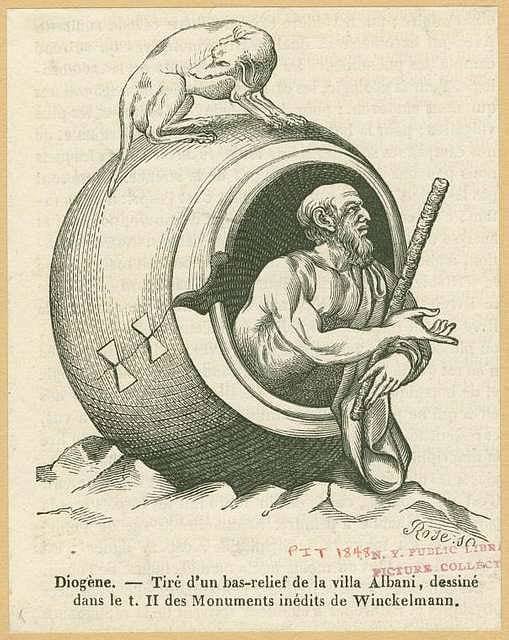 Diógenes (dibujo de un relieve de la Villa Albani)