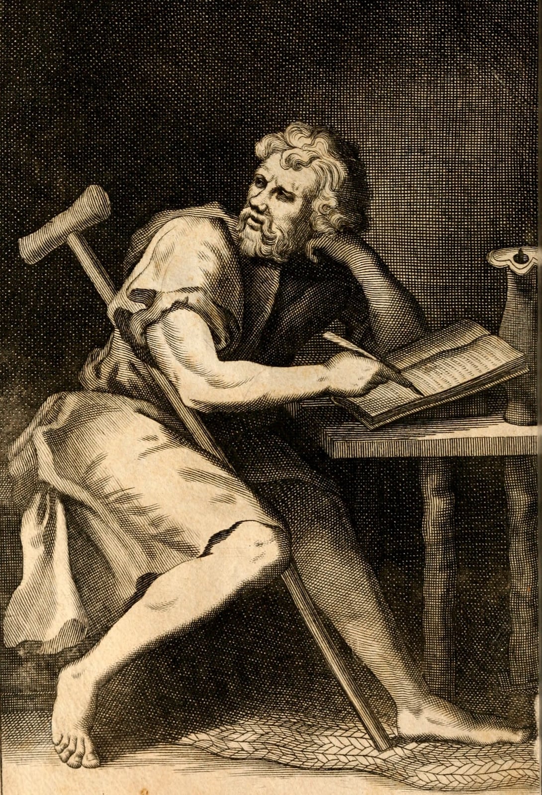 Epicteto en el frontispicio de una edición del Manual (Oxford, 1715)