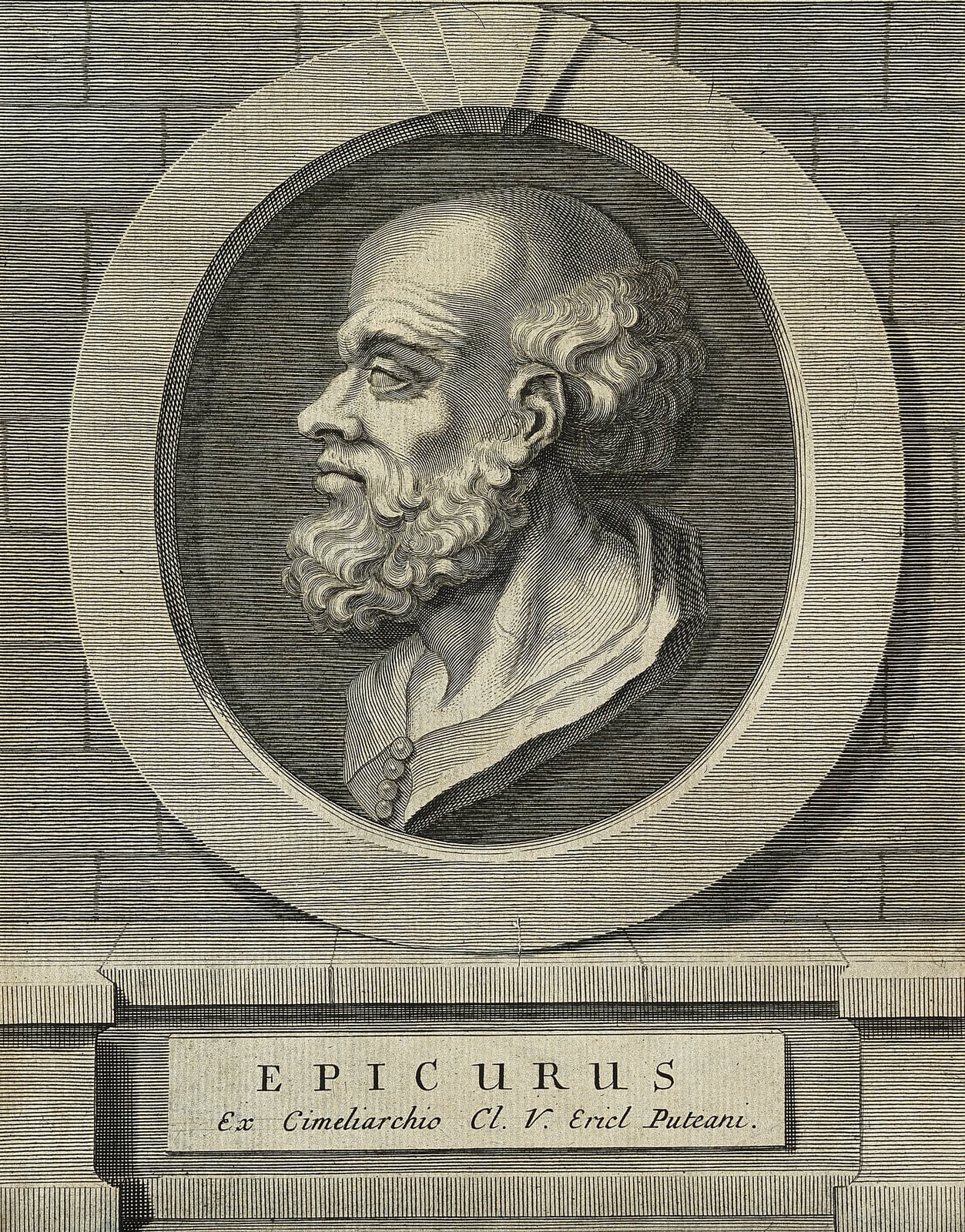 Epicuro (grabado, Wellcome Collection)