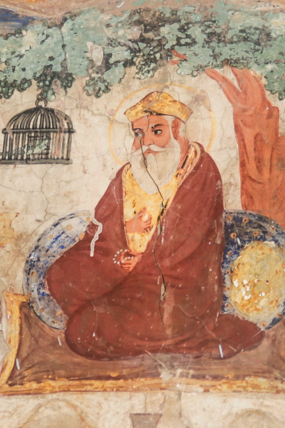 Guru Nanak en un mural del gurdwara Baba Atal Rai