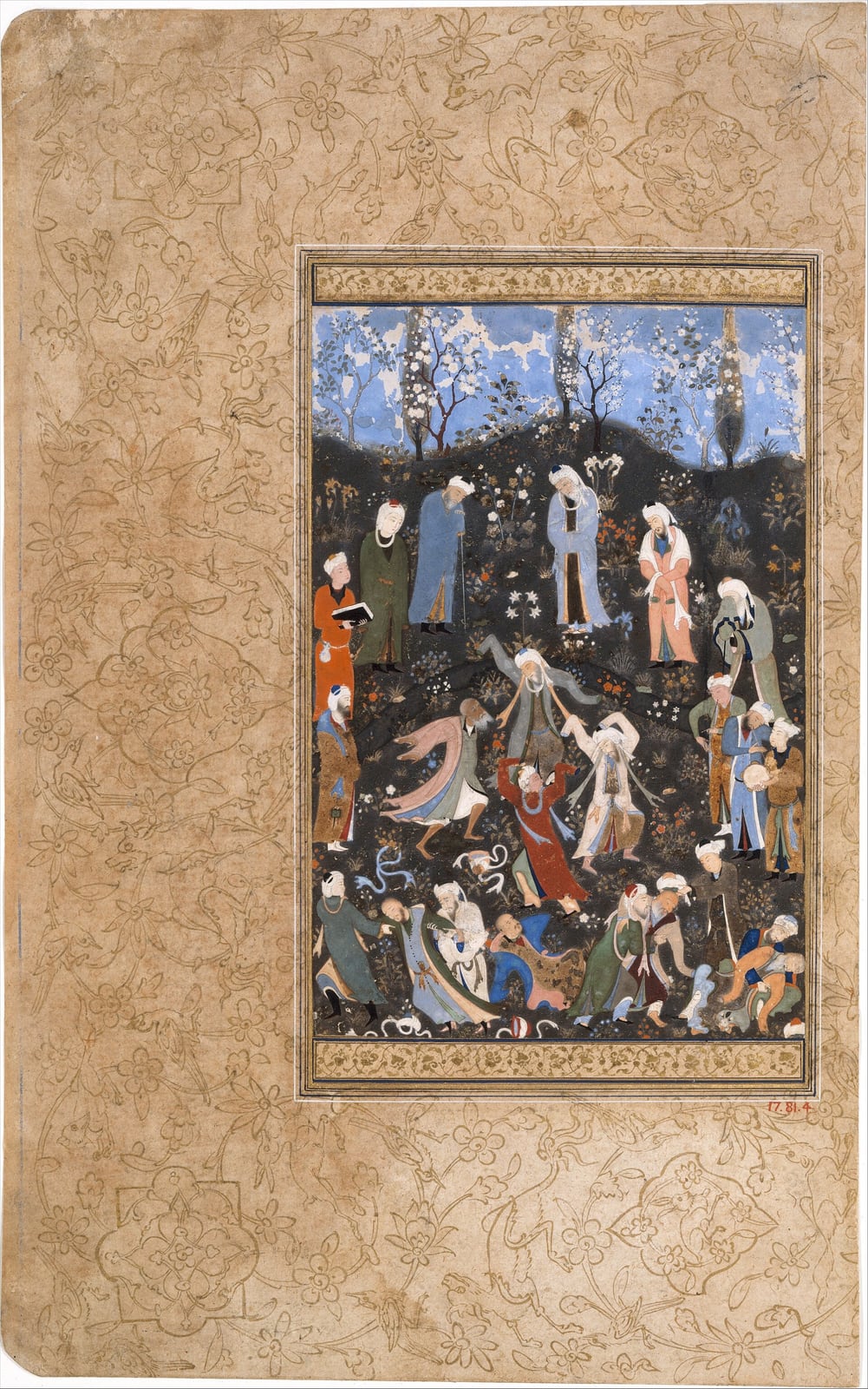 «Derviches danzando», folio de un Diván de Hafez