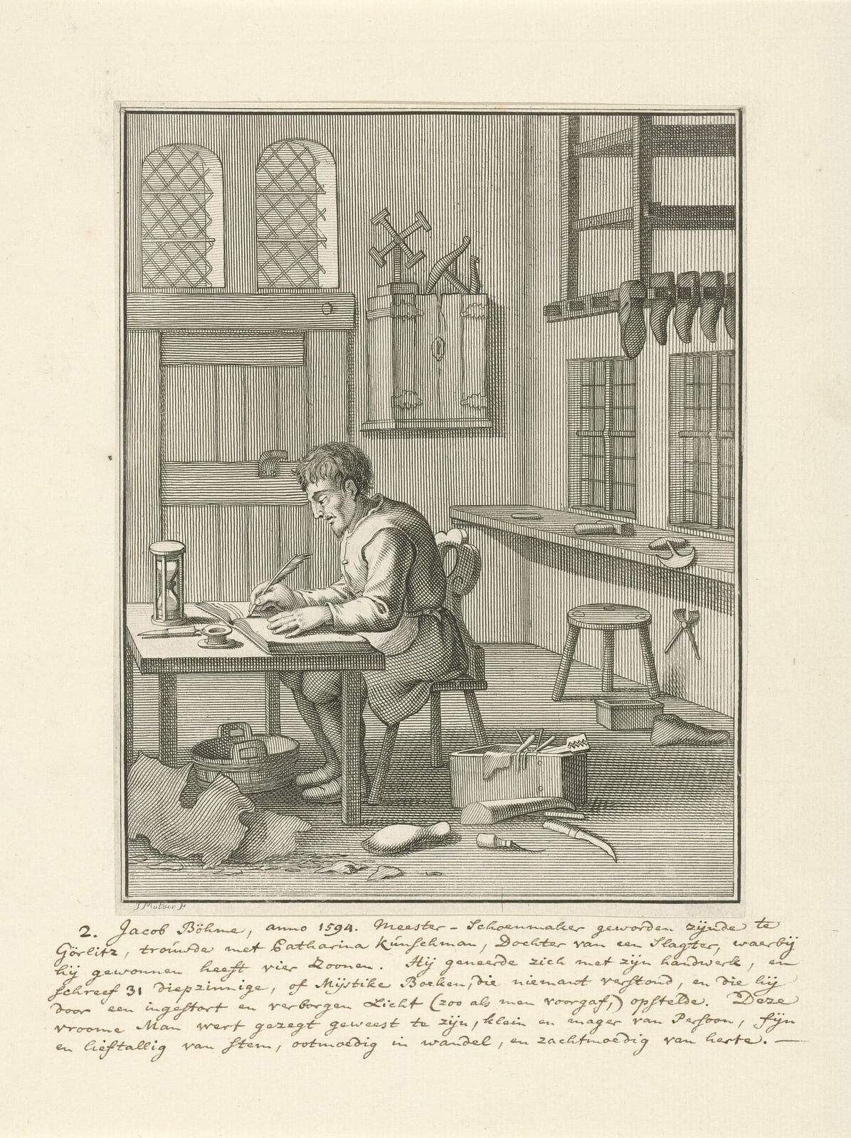 Jakob Böhme escribe uno de sus libros