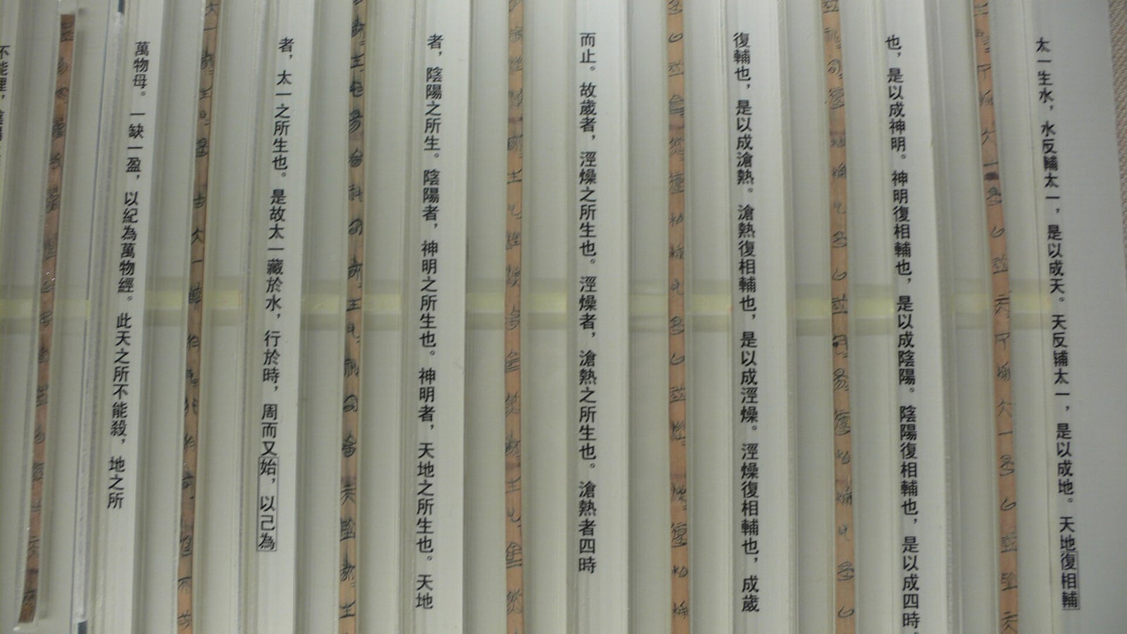 Tablillas de bambú de Guodian expuestas en el Museo Provincial de Hubei