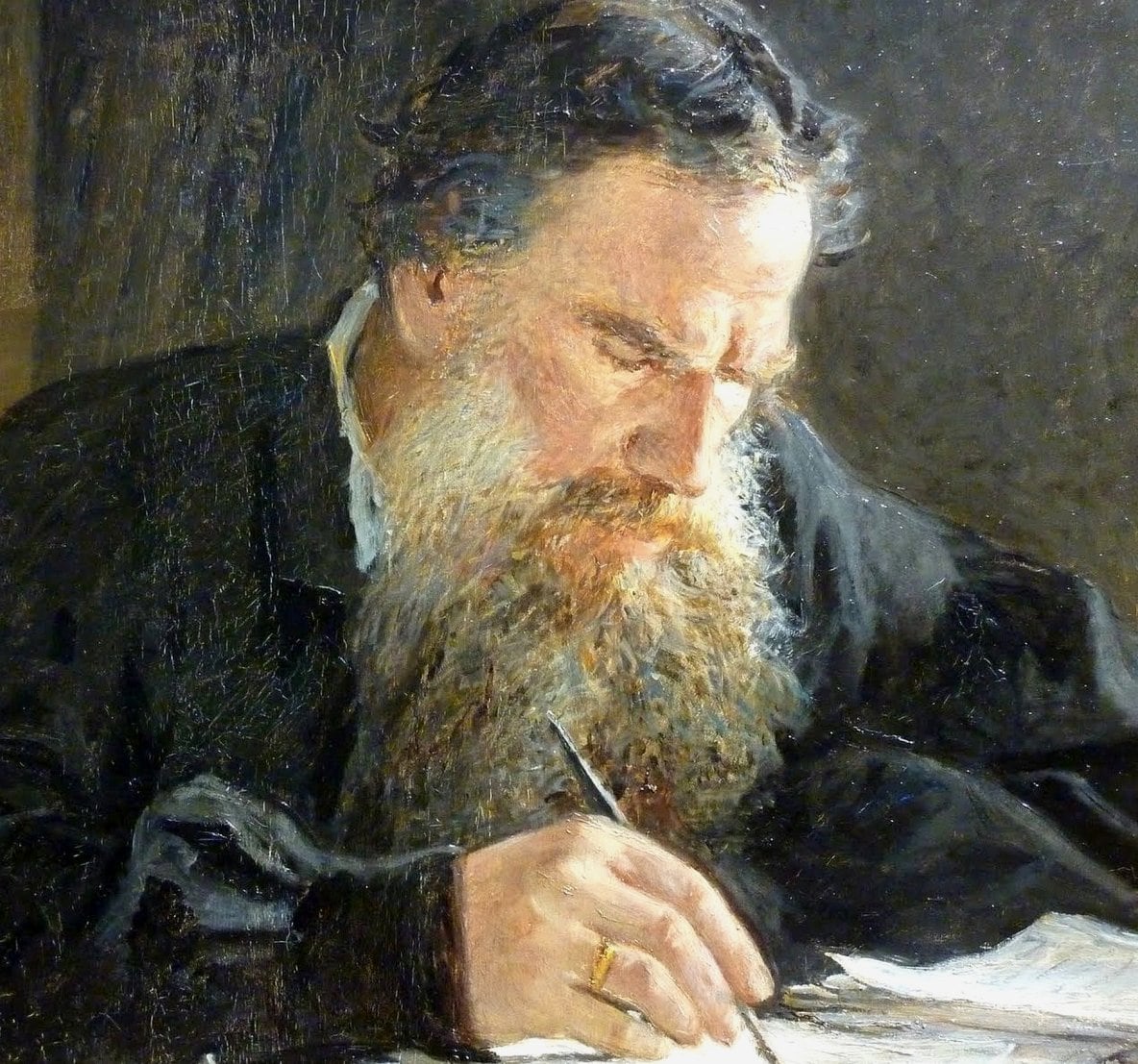Tolstói en su despacho, por Nikolái Ge (1884)