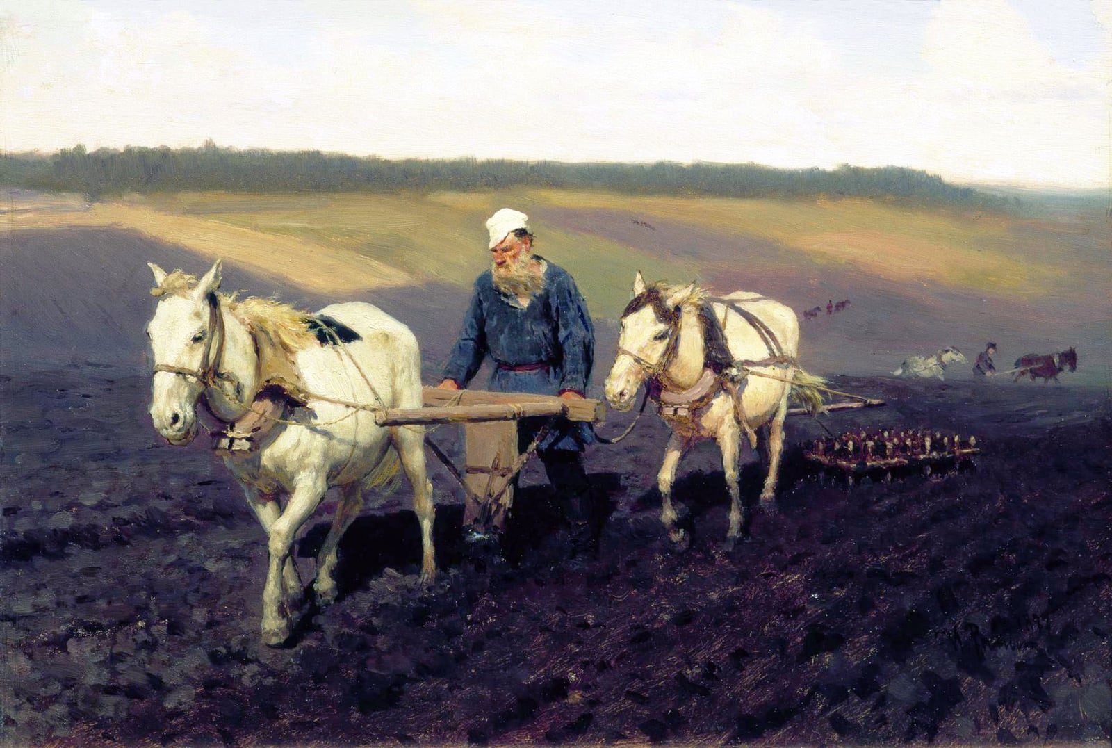 Tolstói arando (Repin, 1887)
