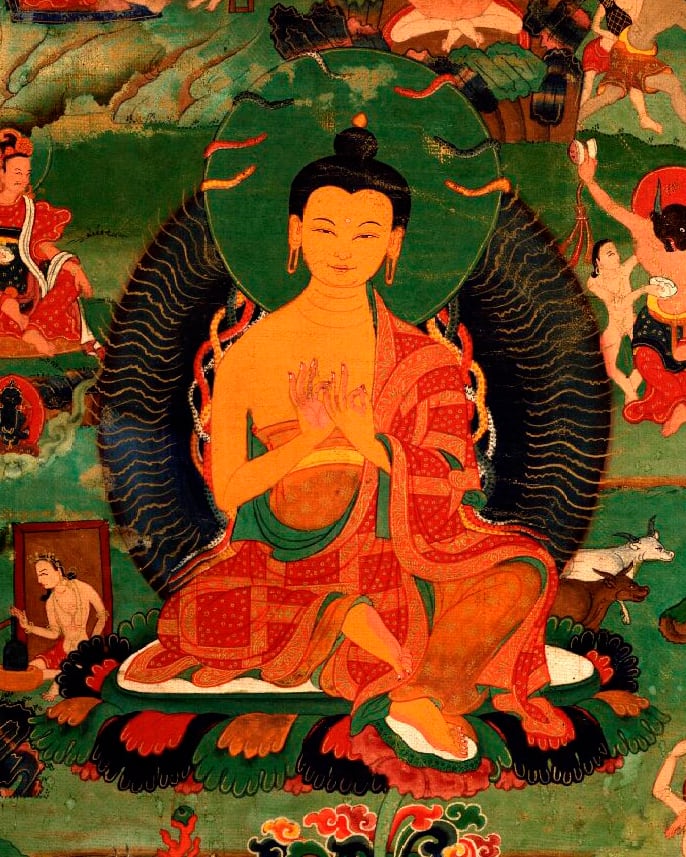 Nāgārjuna con treinta de los ochenta y cuatro mahāsiddha