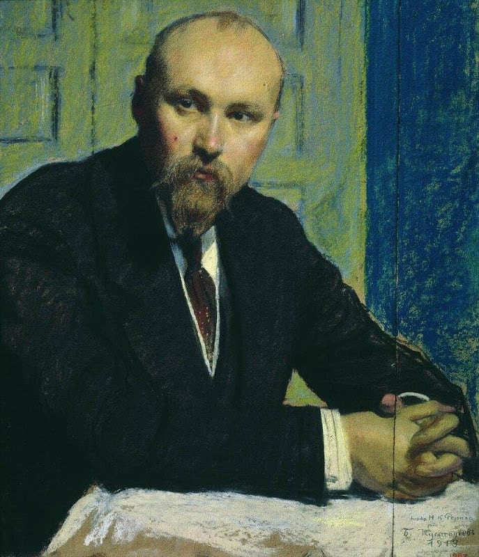 Retrato de N. K. Roerich por Borís Kustódiev