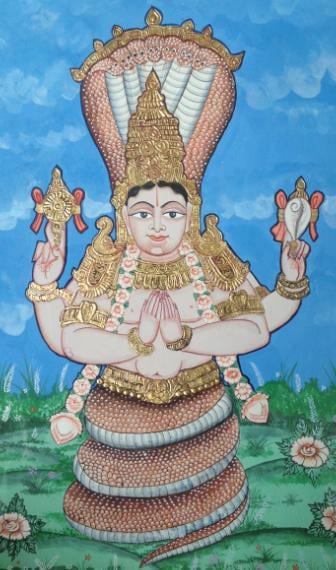 Patañjali como avatar de Ādiśeṣa, pintura de estilo Mysore