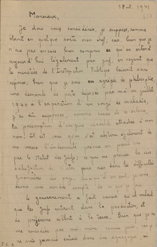 Carta de Simone Weil a Xavier Vallat (1941)
