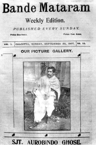 Portada del diario Bande Mataram
