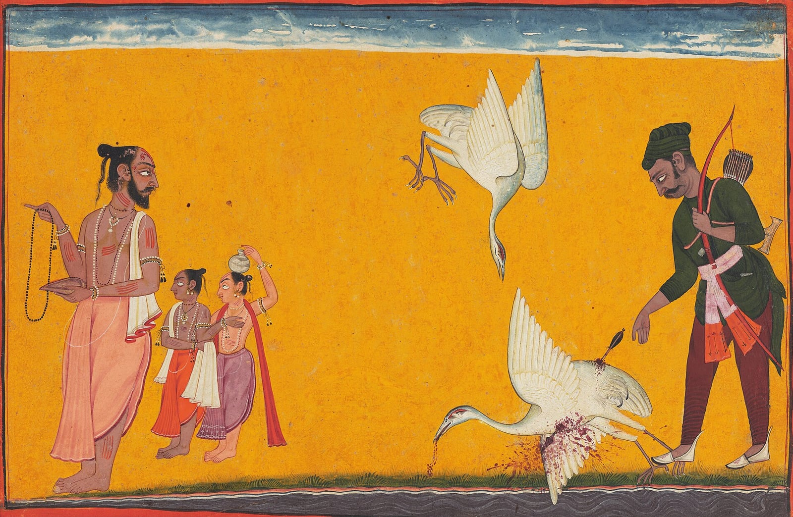 Vālmīki ve al cazador matar a la grulla (Rāmāyaṇa de Shangri)