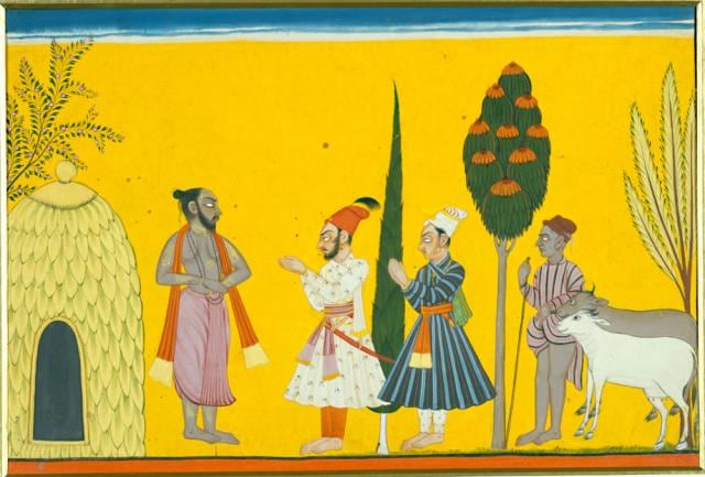 Viśvāmitra visita la ermita de Vasiṣṭha