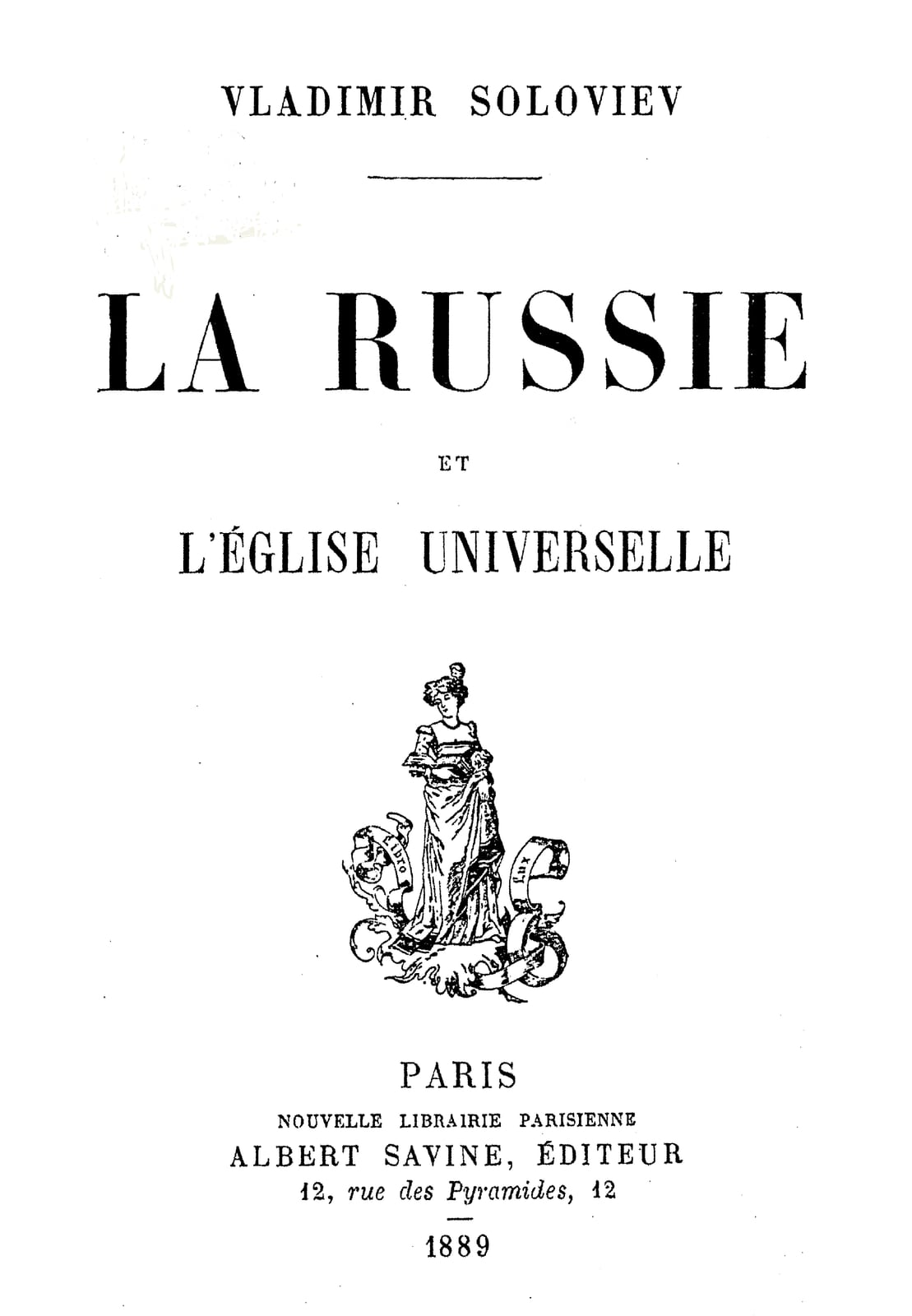 Portada de «La Russie et l'Église universelle» (1889)